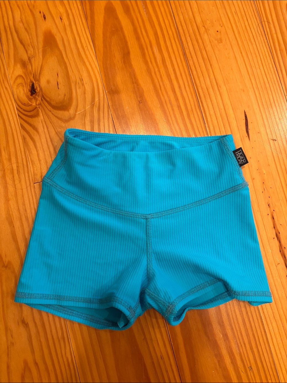 Kids Ribbed Dance Shorts - Turquoise